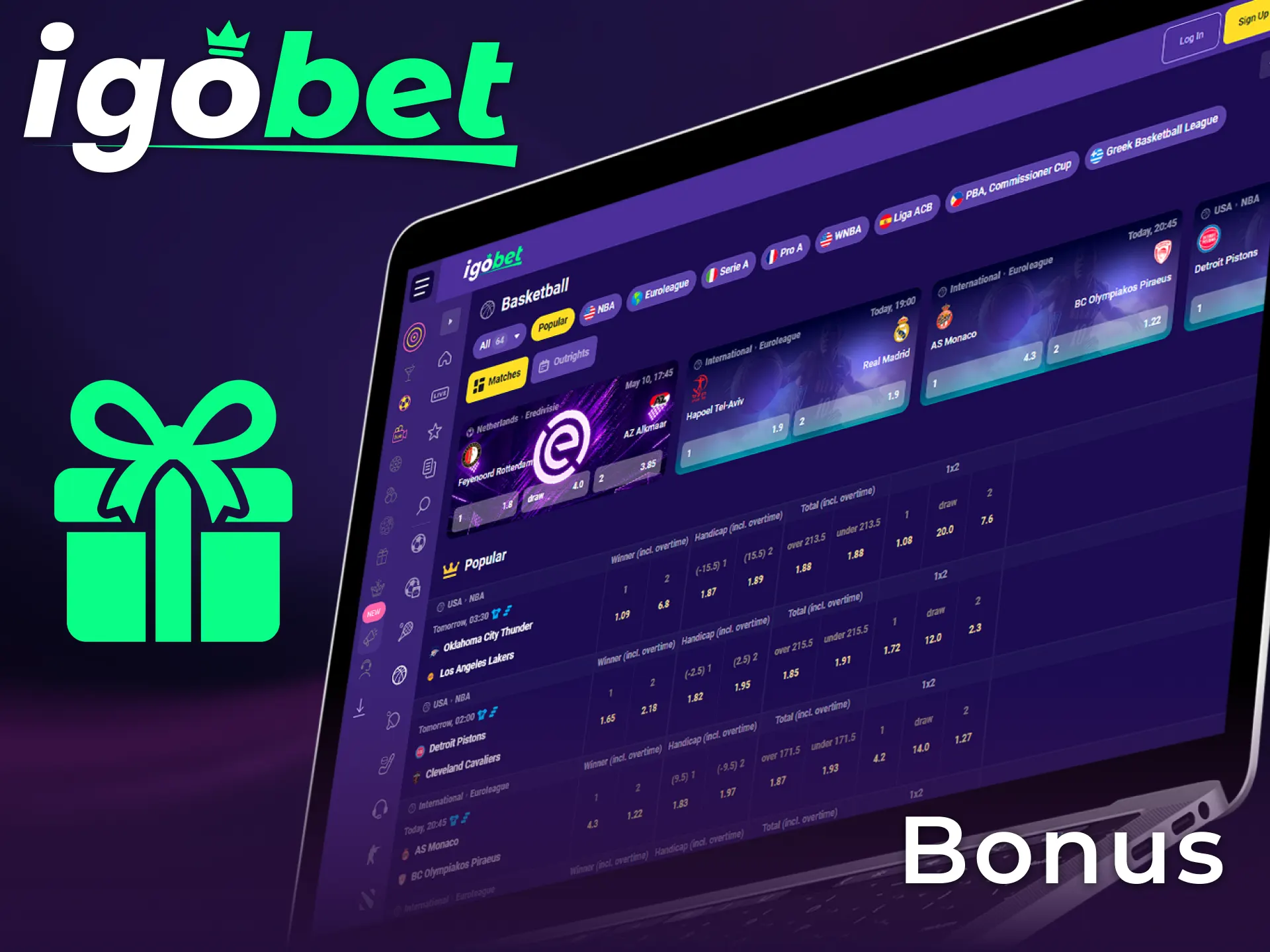 Claim een 180% Welcome Bonus voor basketbal weddenschappen bij de bookmaker Igobet.