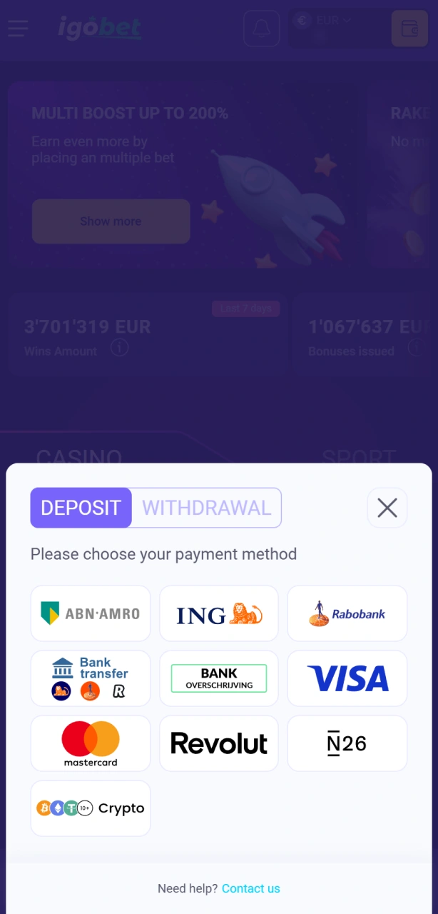 Stort veilig geld op je account voor basketbal weddenschappen bij Igobet.