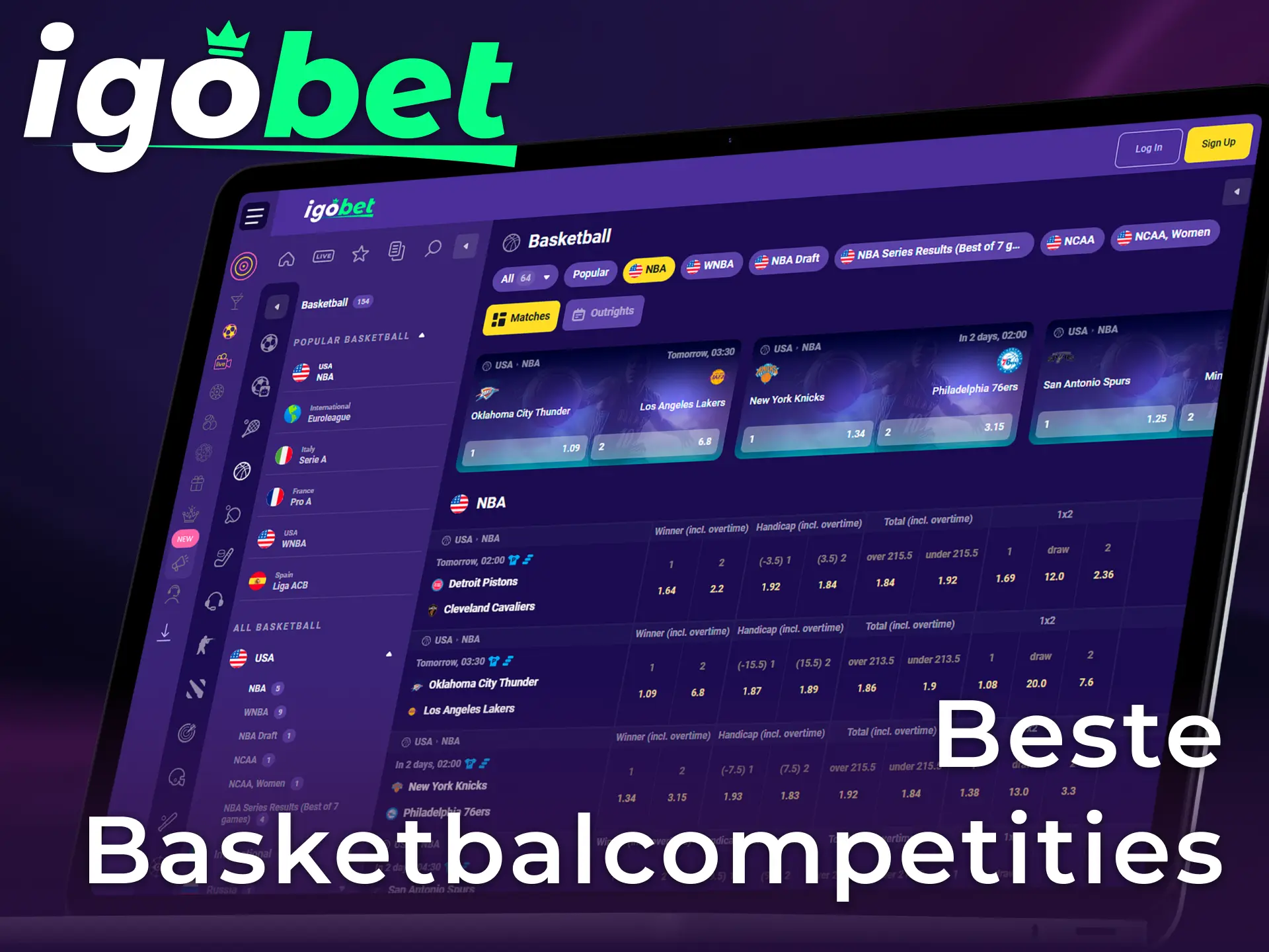 Wed op de beste basketbalcompetities ter wereld via het officiële Igobet platform.