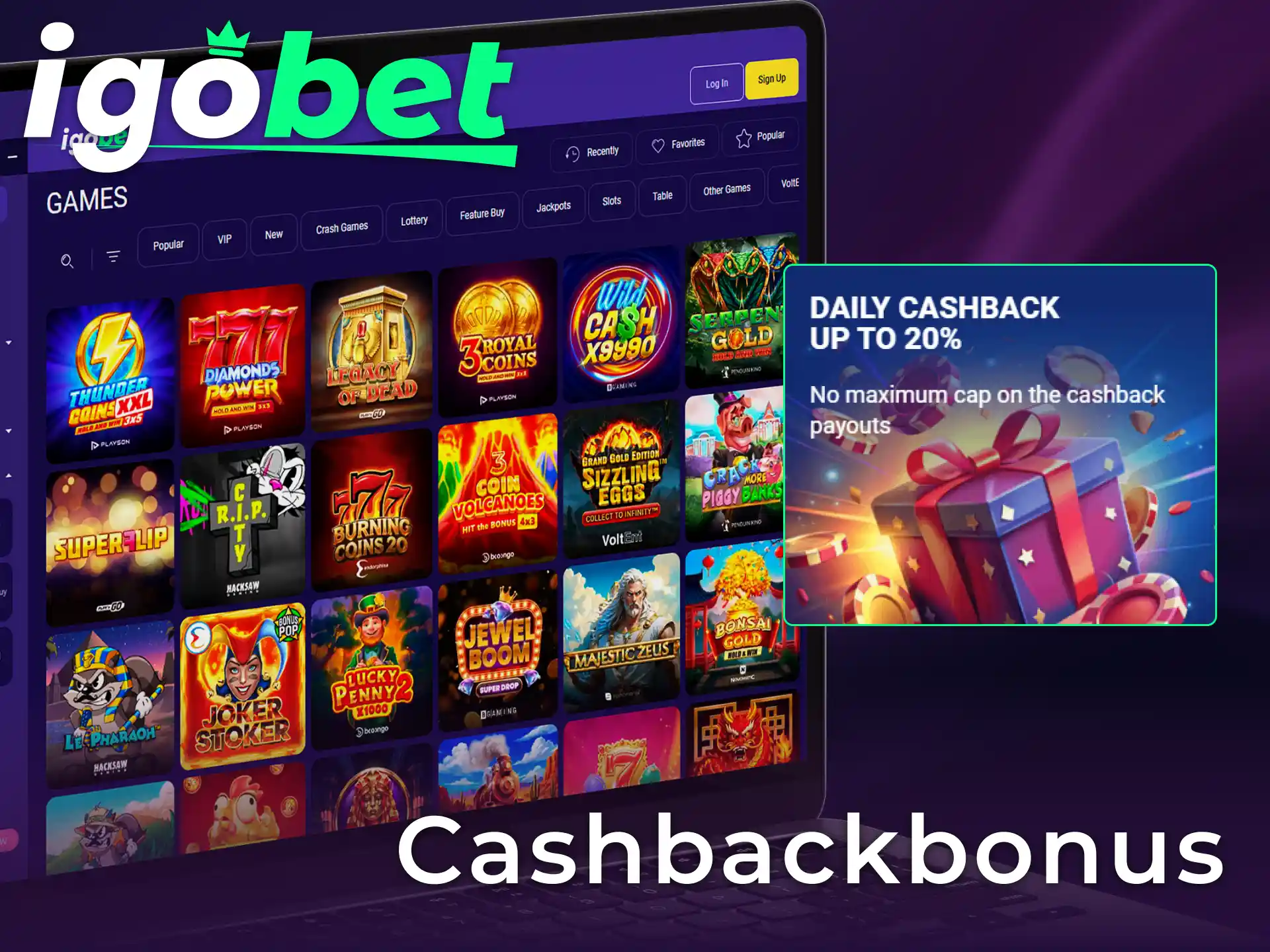 Ontvang een wekelijkse cashbackbonus als onderdeel van de Igobet bonussen promoties.