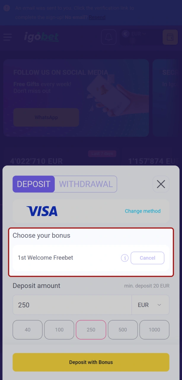 Voer een promotiecode in bij Igobet bonussen voor een exclusieve beloning.