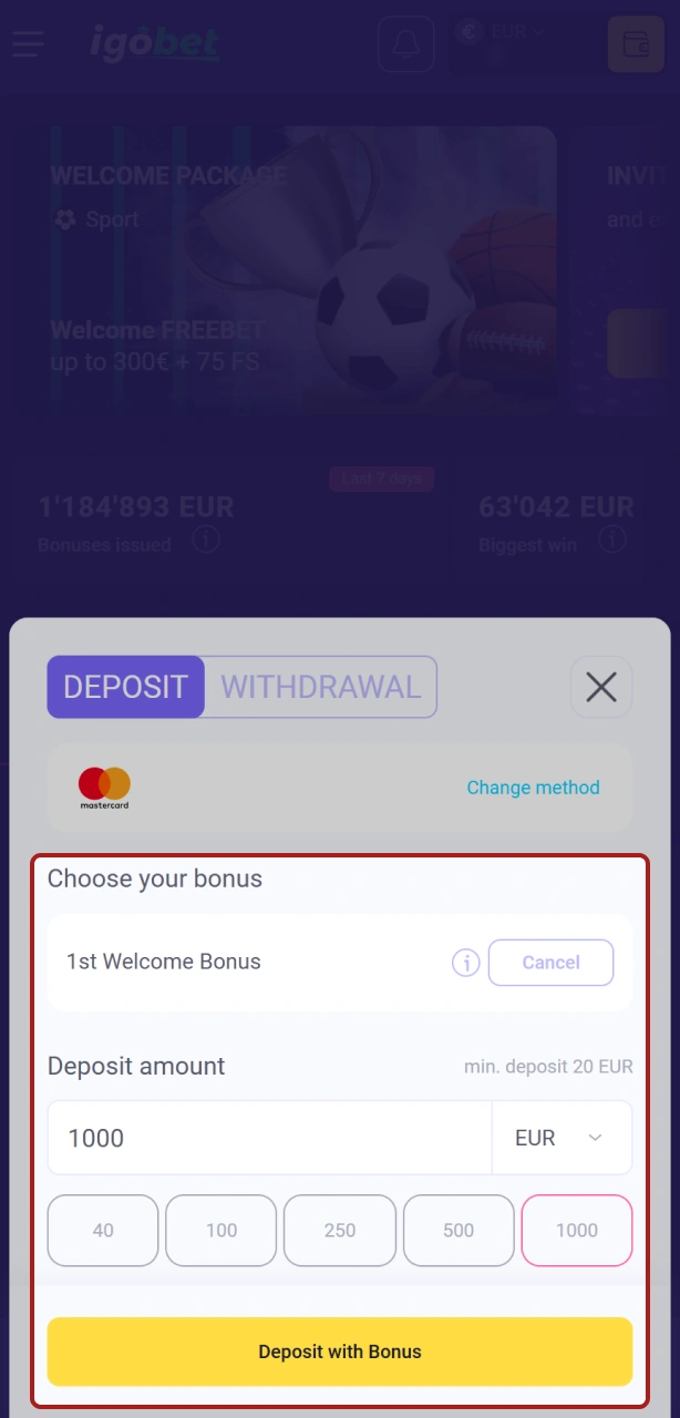 Activeer je welkomstbonus bij IgoBet om je winkansen in het Casino te vergroten.