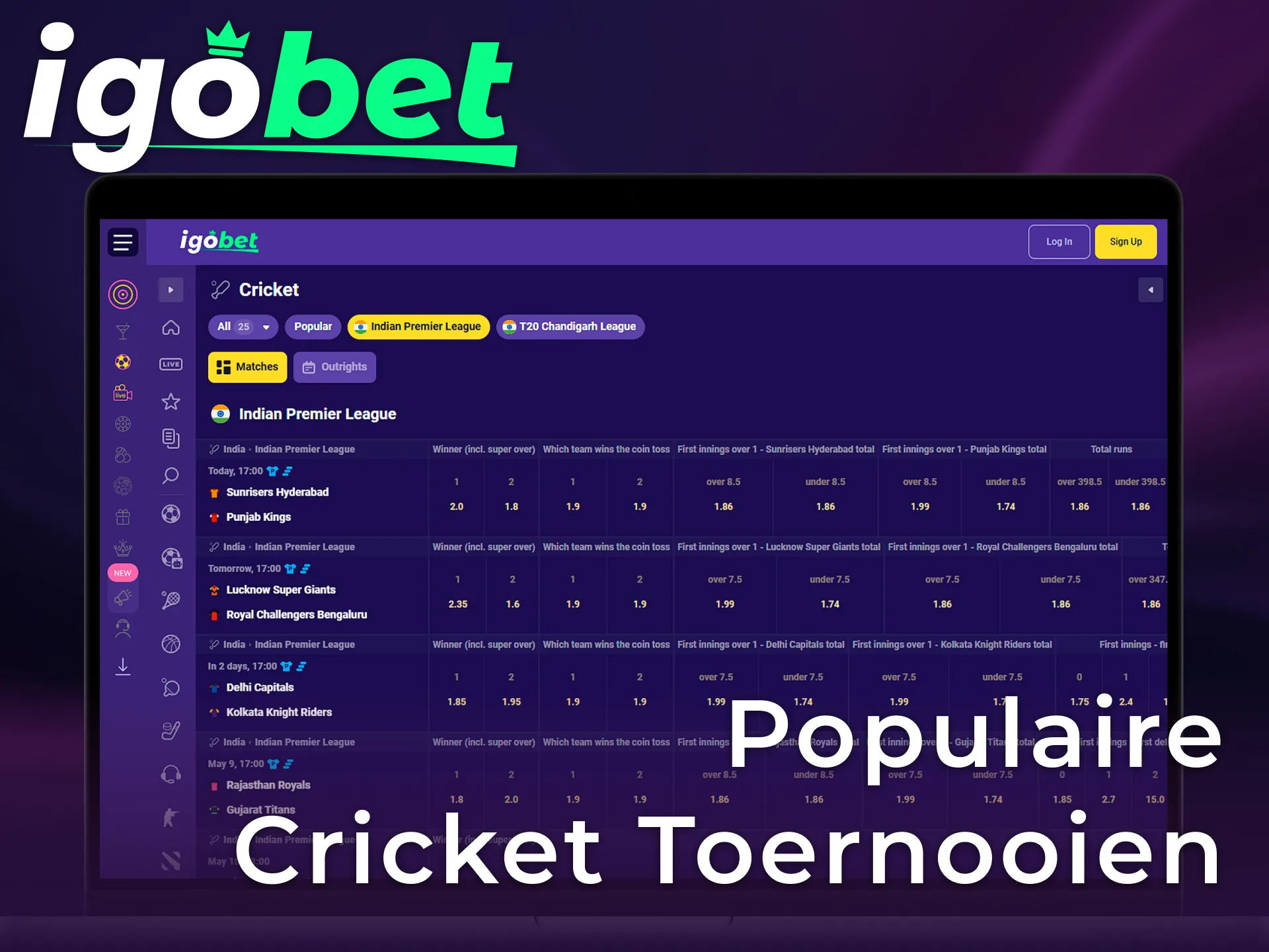 Wed op de meest populaire cricket toernooien en competities die beschikbaar zijn voor spelers in Nederland via IgoBet.