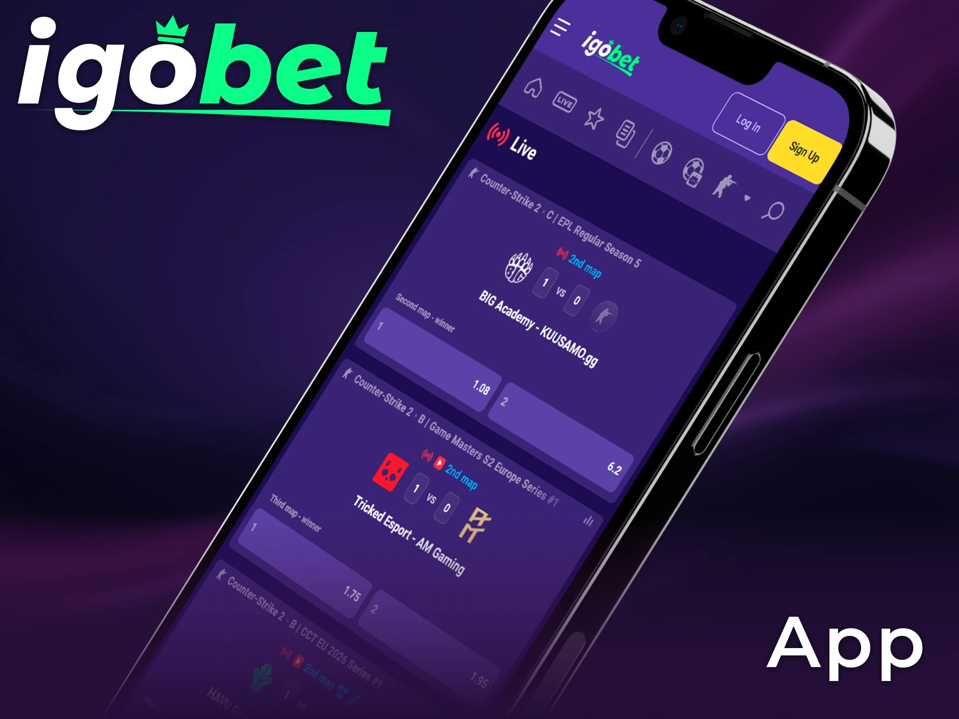 Geniet van esports gokken onderweg via de snelle en gebruiksvriendelijke IgoBet mobiele app.