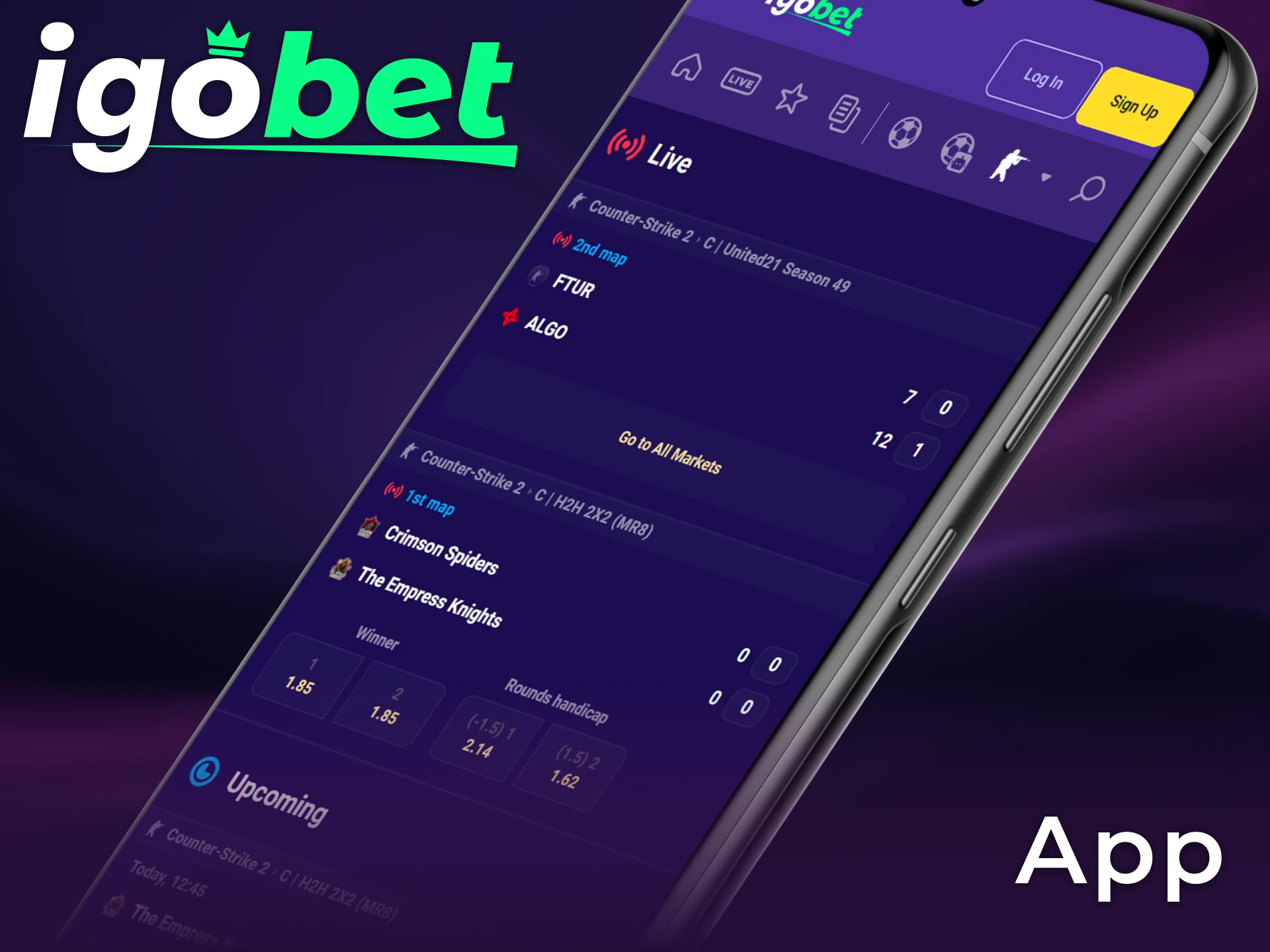 Installeer de IgoBet mobiele App en begin overal met wedden op CS2.