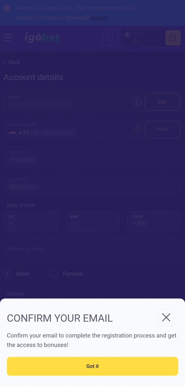 Verifieer je persoonlijke account bij IgoBet om veilig te wedden op Dota 2.