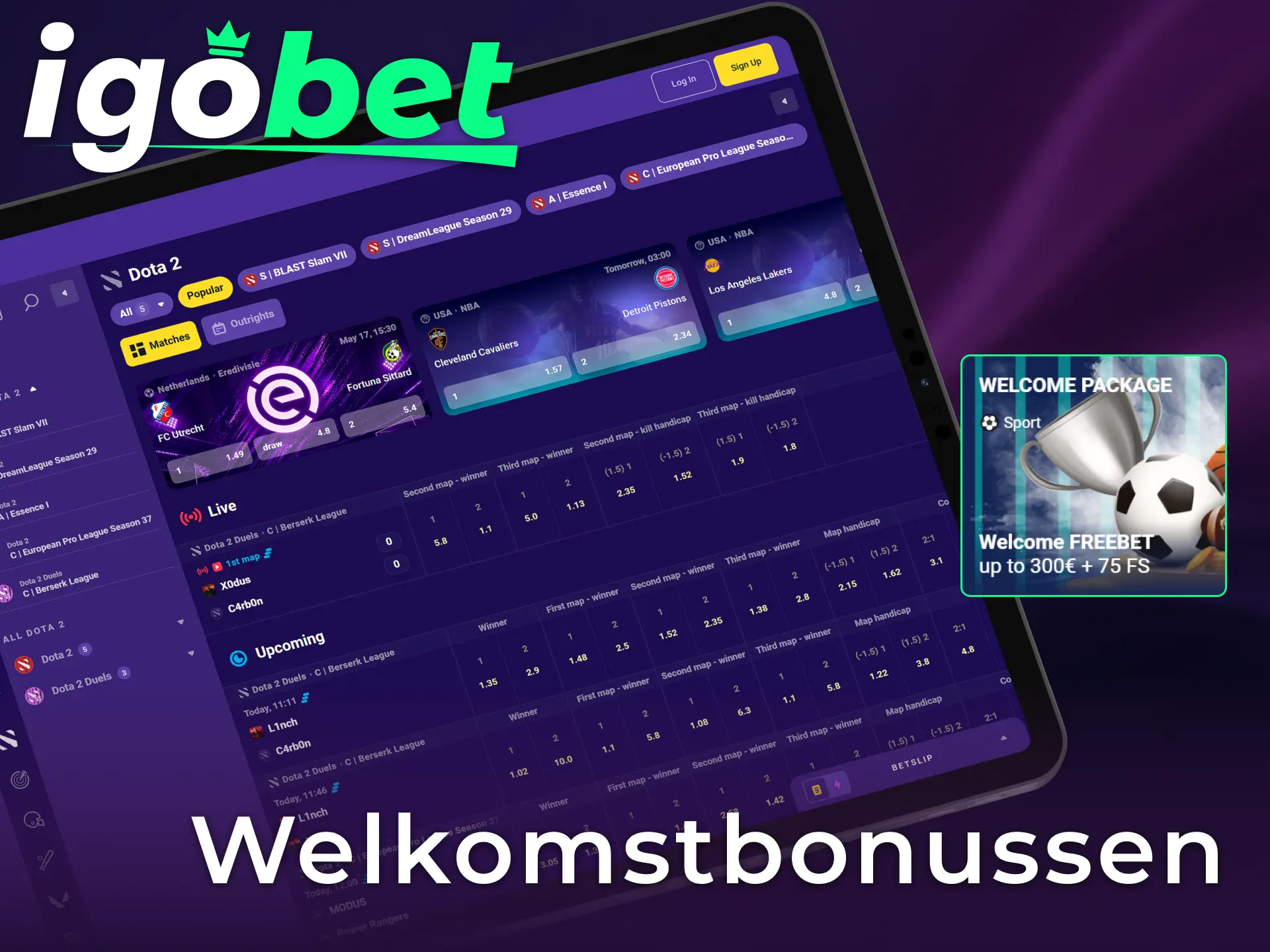 Claim je gunstige welkomstbonussen bij IgoBet om te wedden op Dota 2.