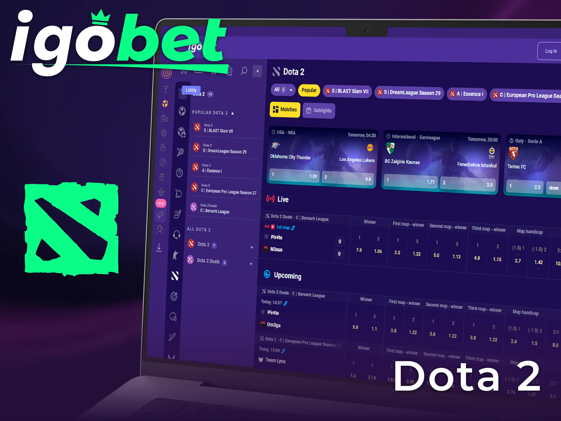 Zet in op de grootste toernooien van Dota 2 met de beste noteringen bij IgoBet.