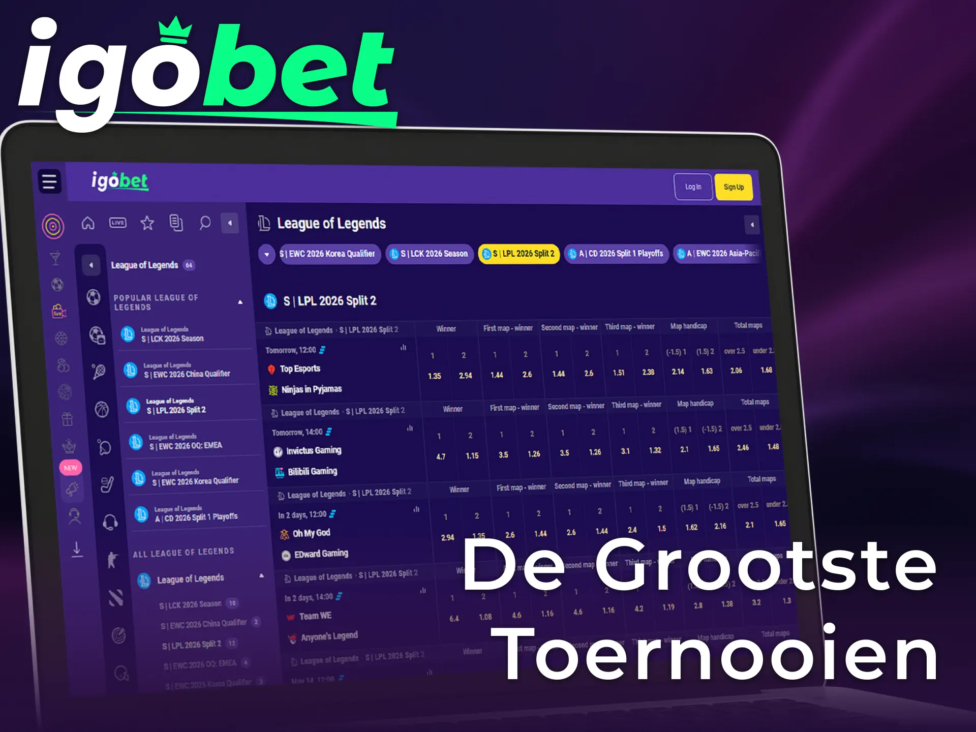 Zet in op de grootste League of Legends toernooien via het platform van IgoBet.