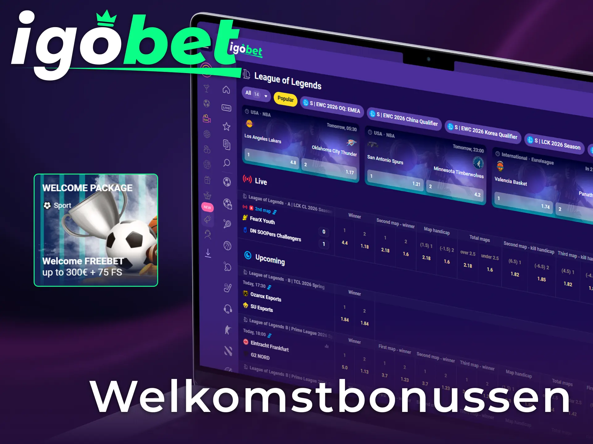Profiteer van welkomstbonussen bij IgoBet om te wedden op League of Legends in Nederland.