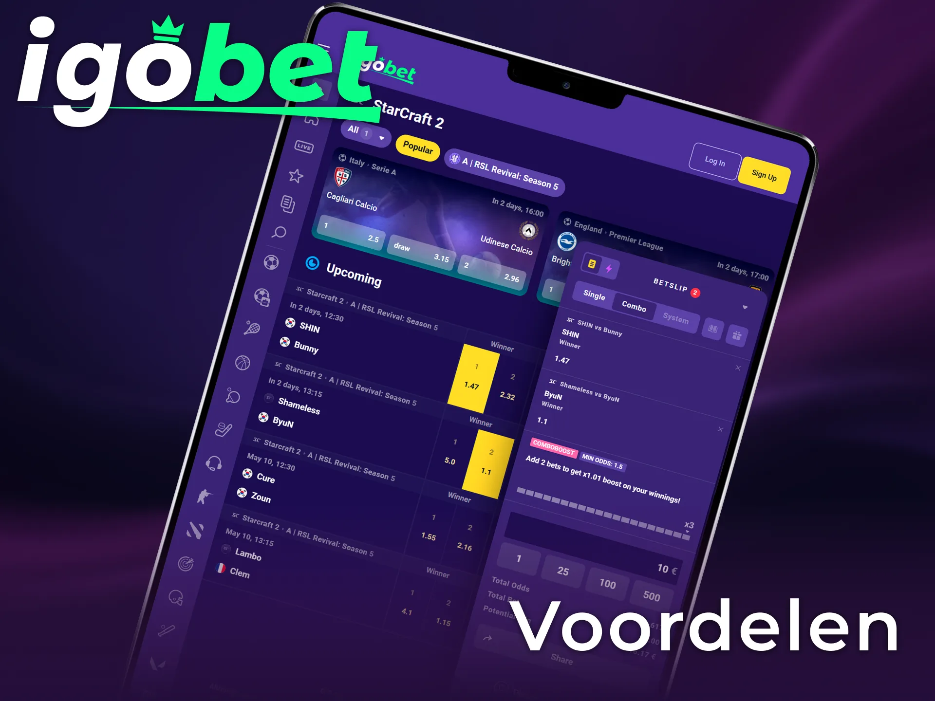 Bekijk de unieke voordelen van StarCraft II wedden bij IgoBet Nederland, zoals hoge odds en live markten.