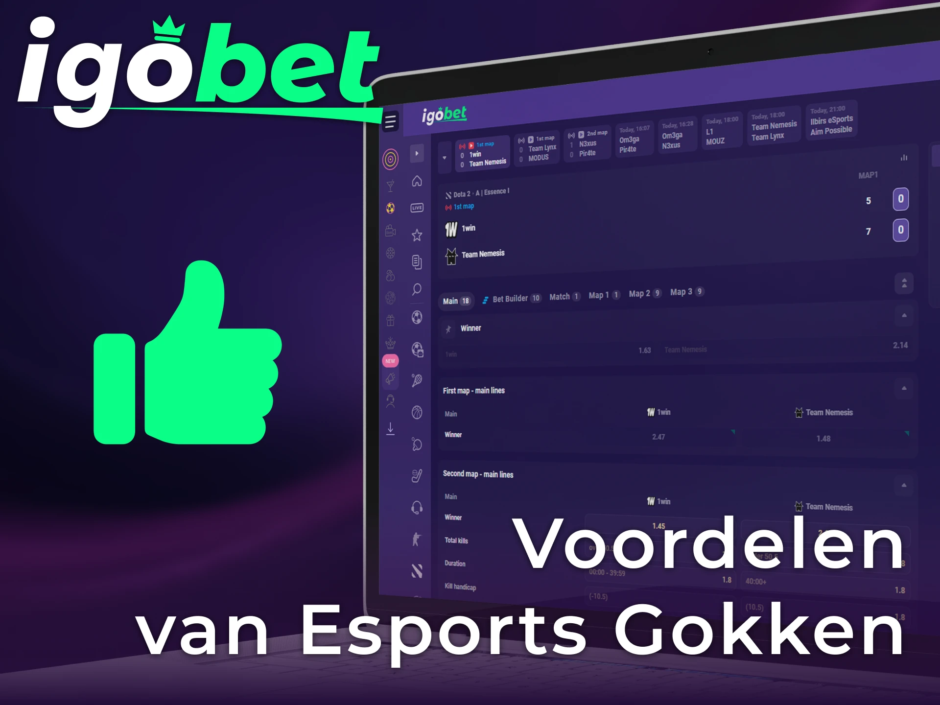 Bekijk de vele voordelen van esports gokken bij IgoBet Nederland ten opzichte van andere aanbieders.