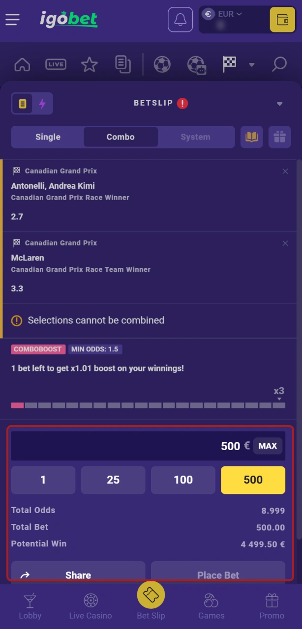Bevestig je inzet op Formule 1 en win met de races bij IgoBet.