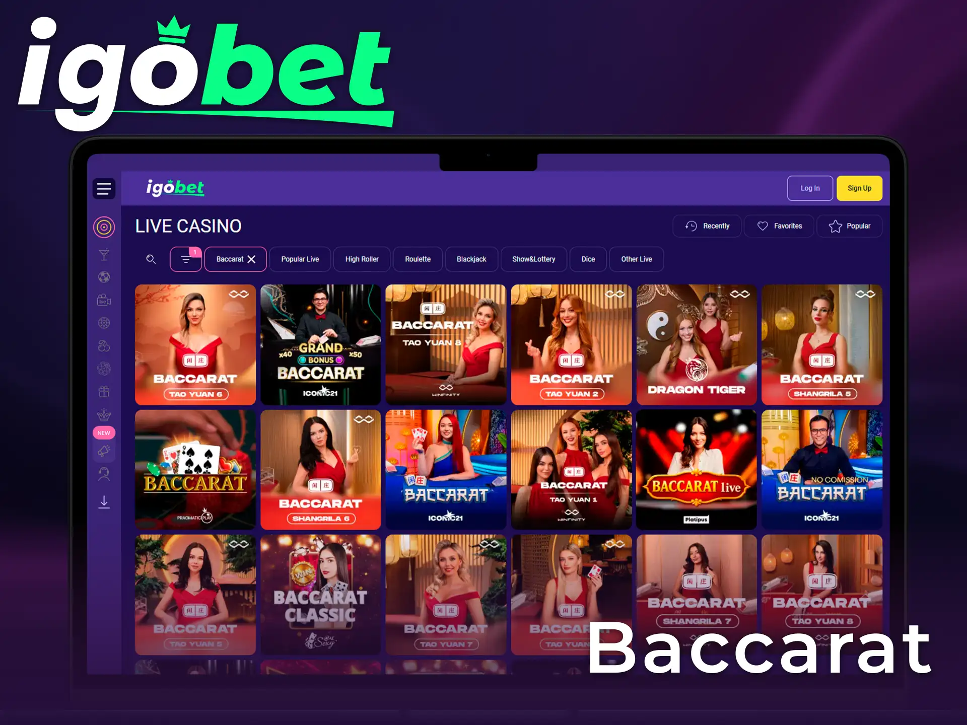 Zet in bij Baccarat en versla de bank in het IgoBet Live Casino.