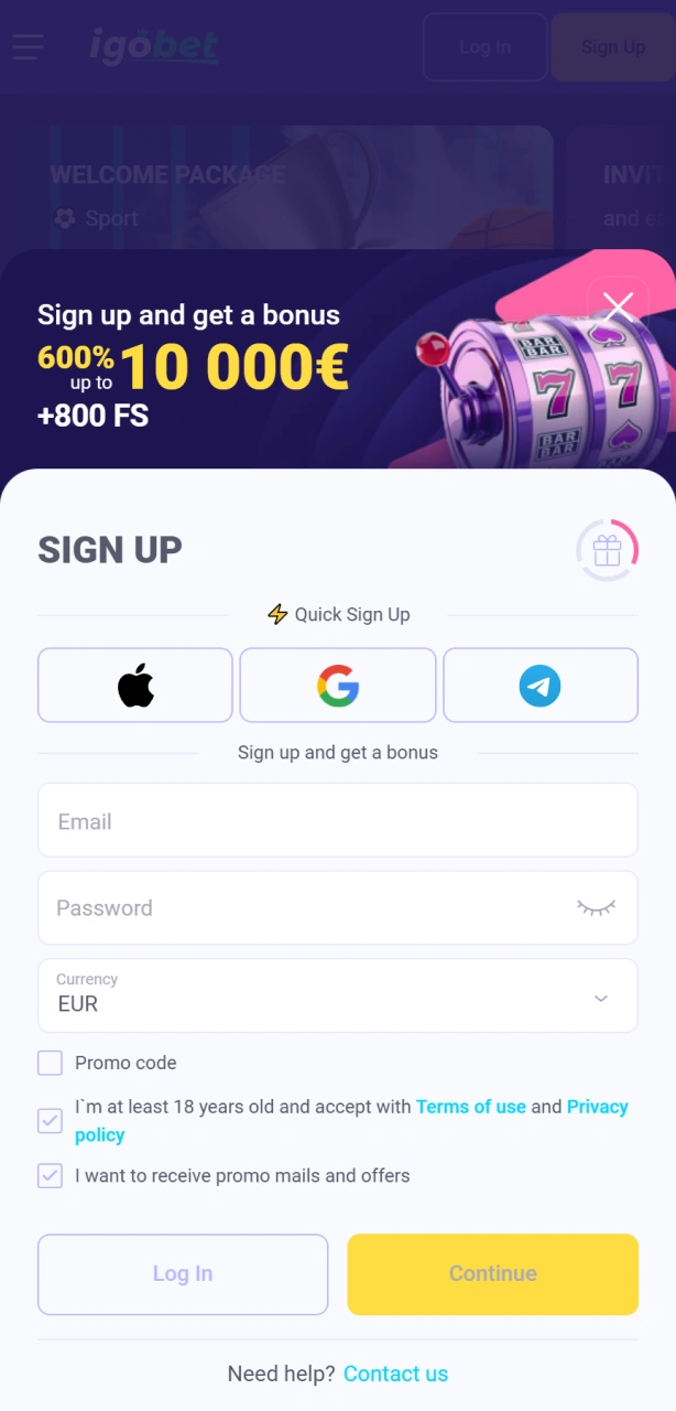 Maak een account aan voor MMA bij IgoBet om direct te wedden.