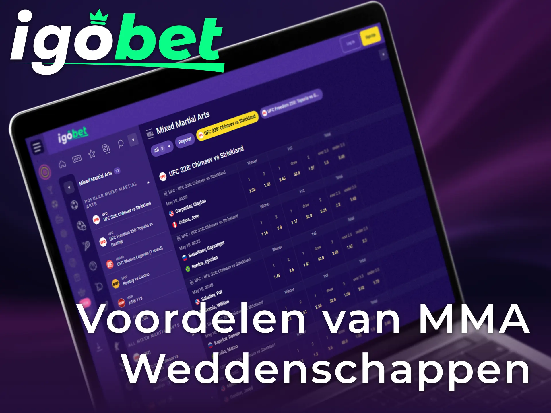 Ontdek de voordelen van MMA weddenschappen op het officiële IgoBet platform.