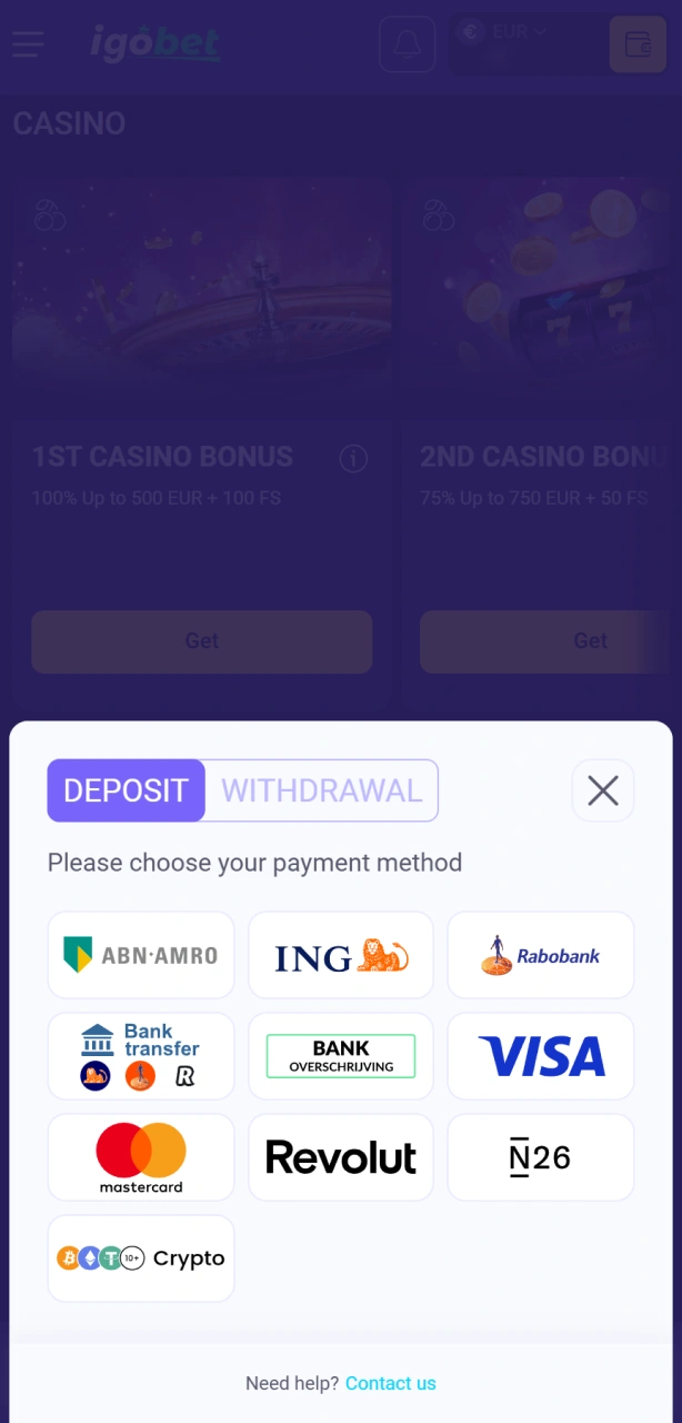 Maak je eerste storting bij IgoBet en begin met het draaien op Slots.
