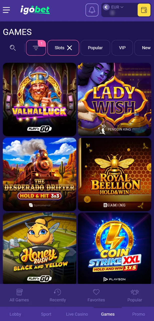 Ga naar de Slots-sectie van IgoBet en ontdek de nieuwste online gokkasten.