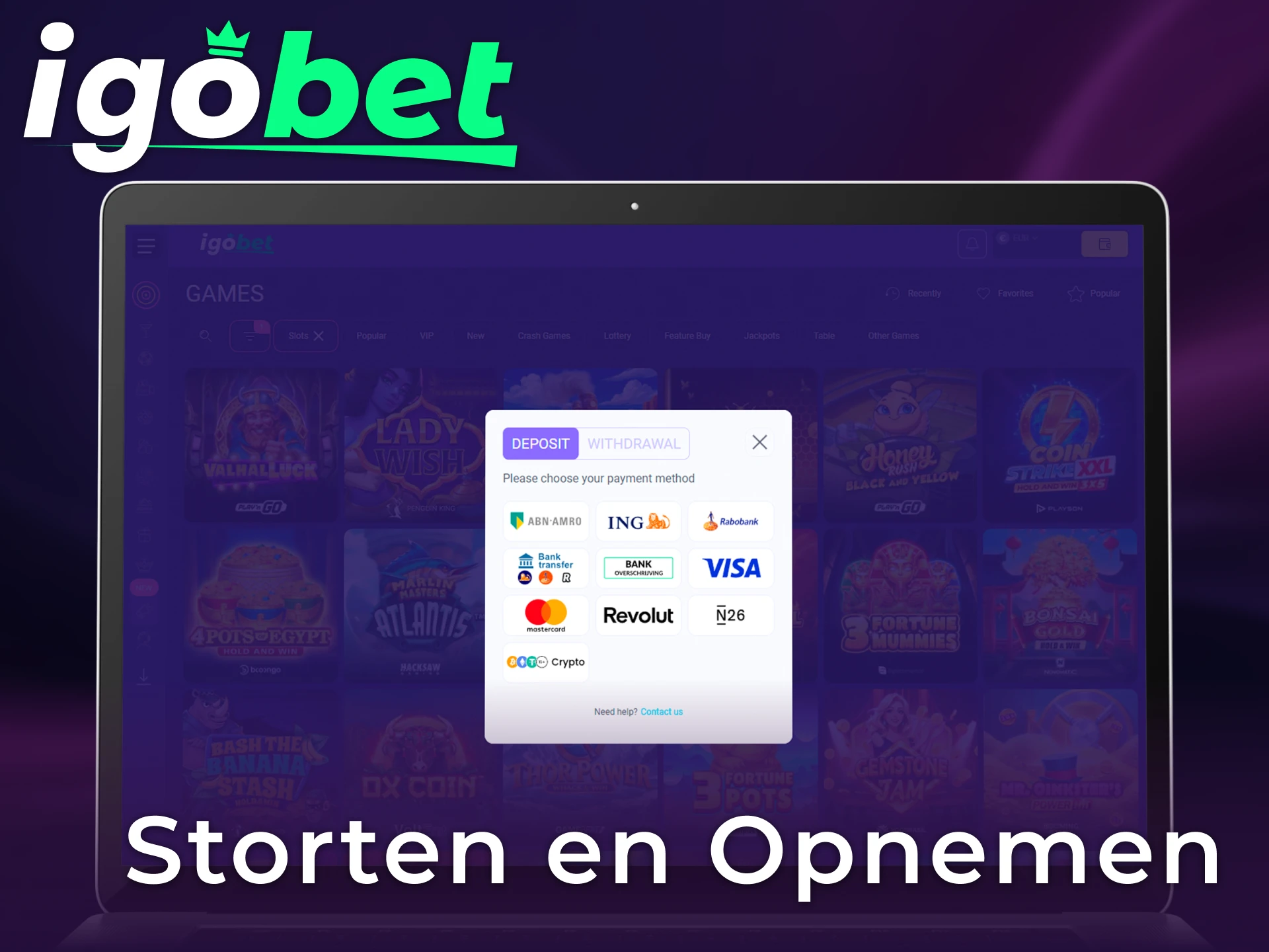 Regel eenvoudig je storten en opnemen bij IgoBet voor een zorgeloze ervaring.