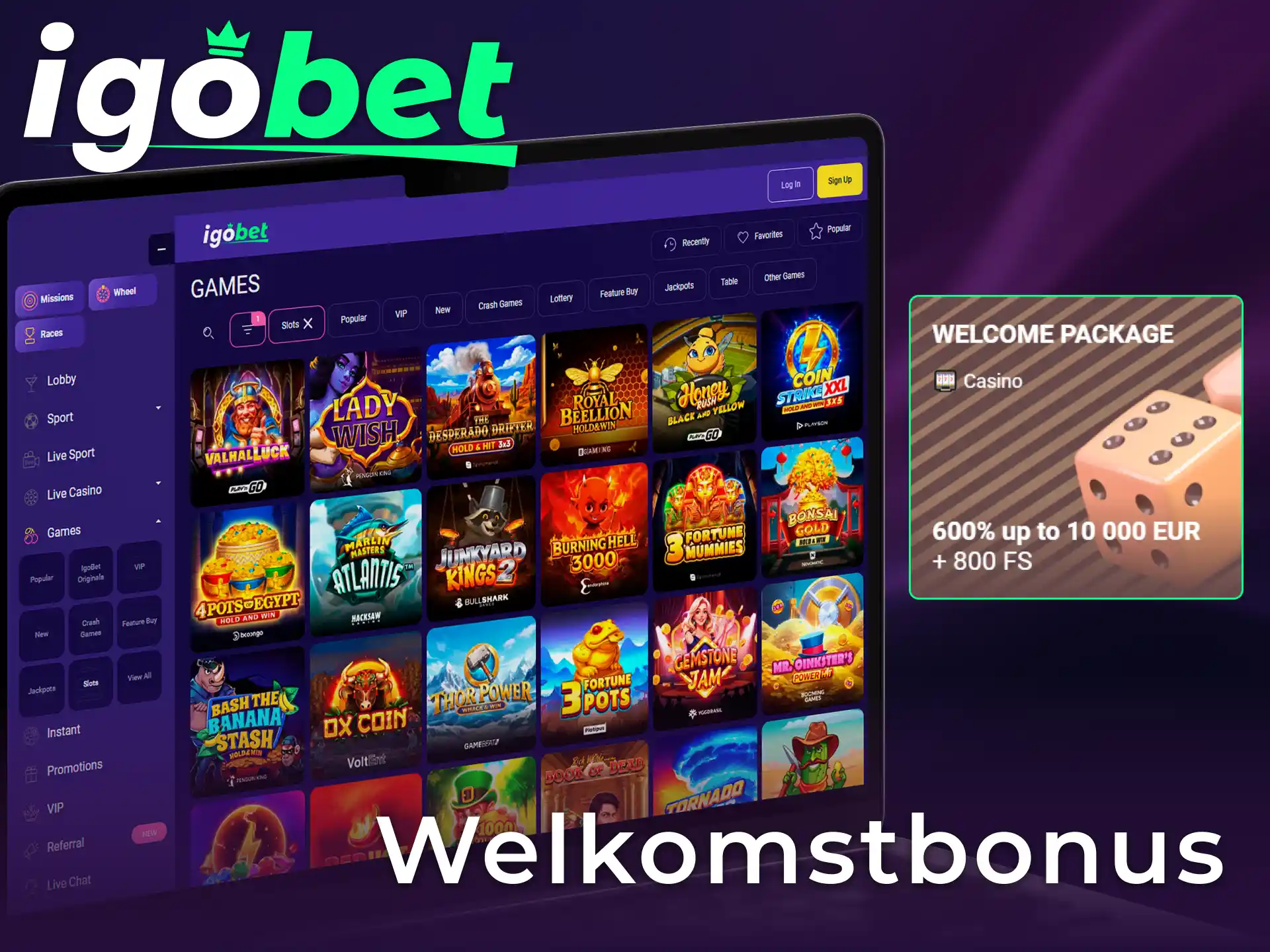 Profiteer van de welkomstbonus bij IgoBet om je winst op Slots te verhogen.