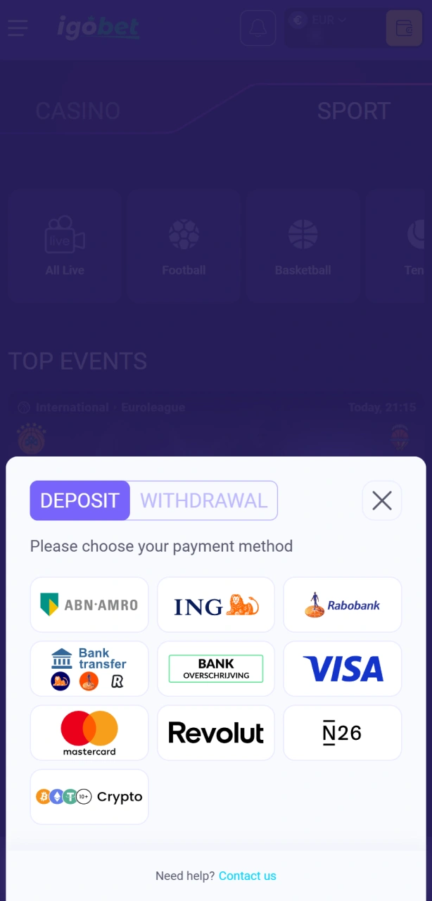 Stort veilig geld op je account voor tennis weddenschappen bij het merk IgoBet.
