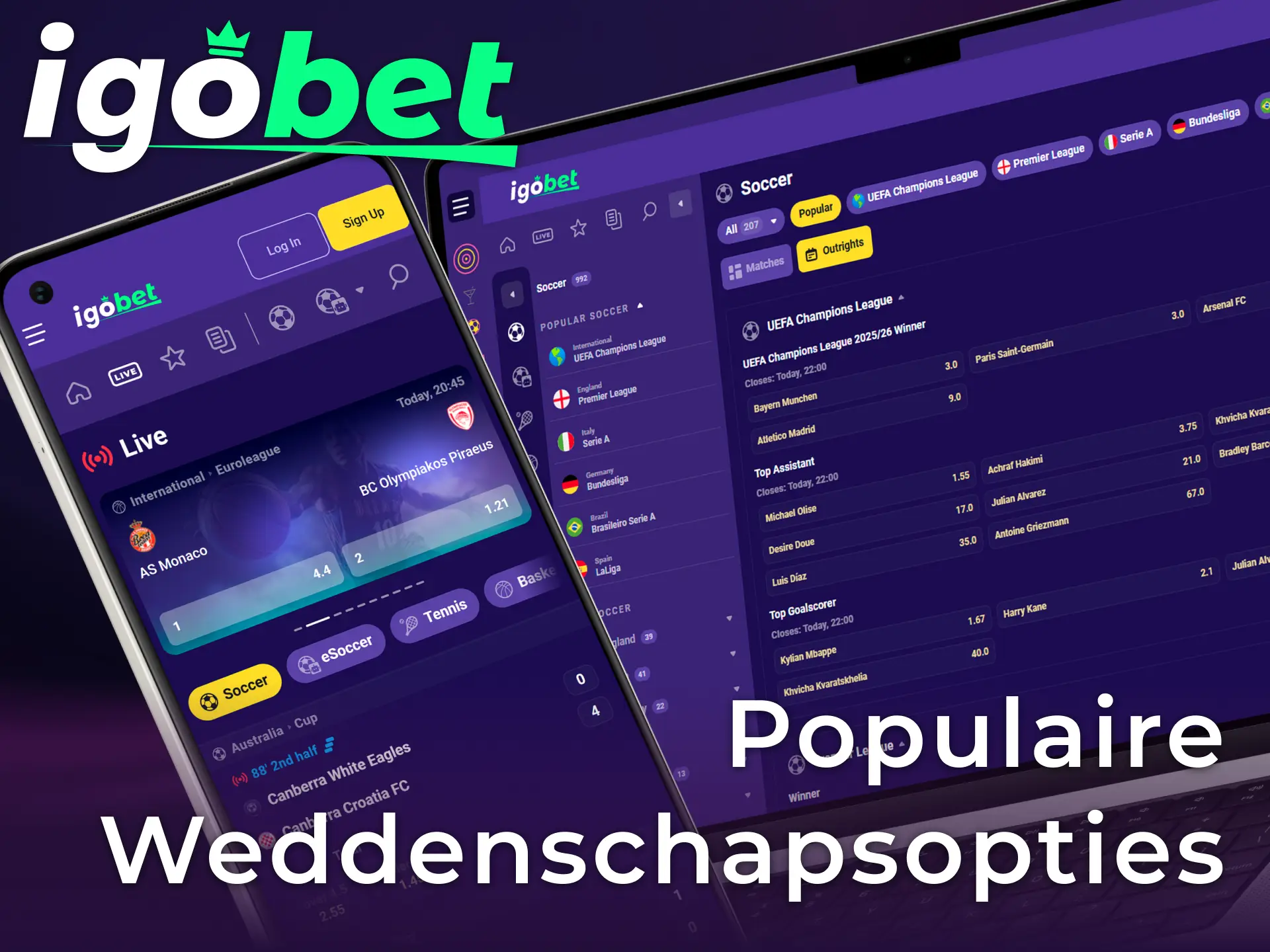 Bekijk de populaire weddenschapsopties voor sport op het Igobet platform.
