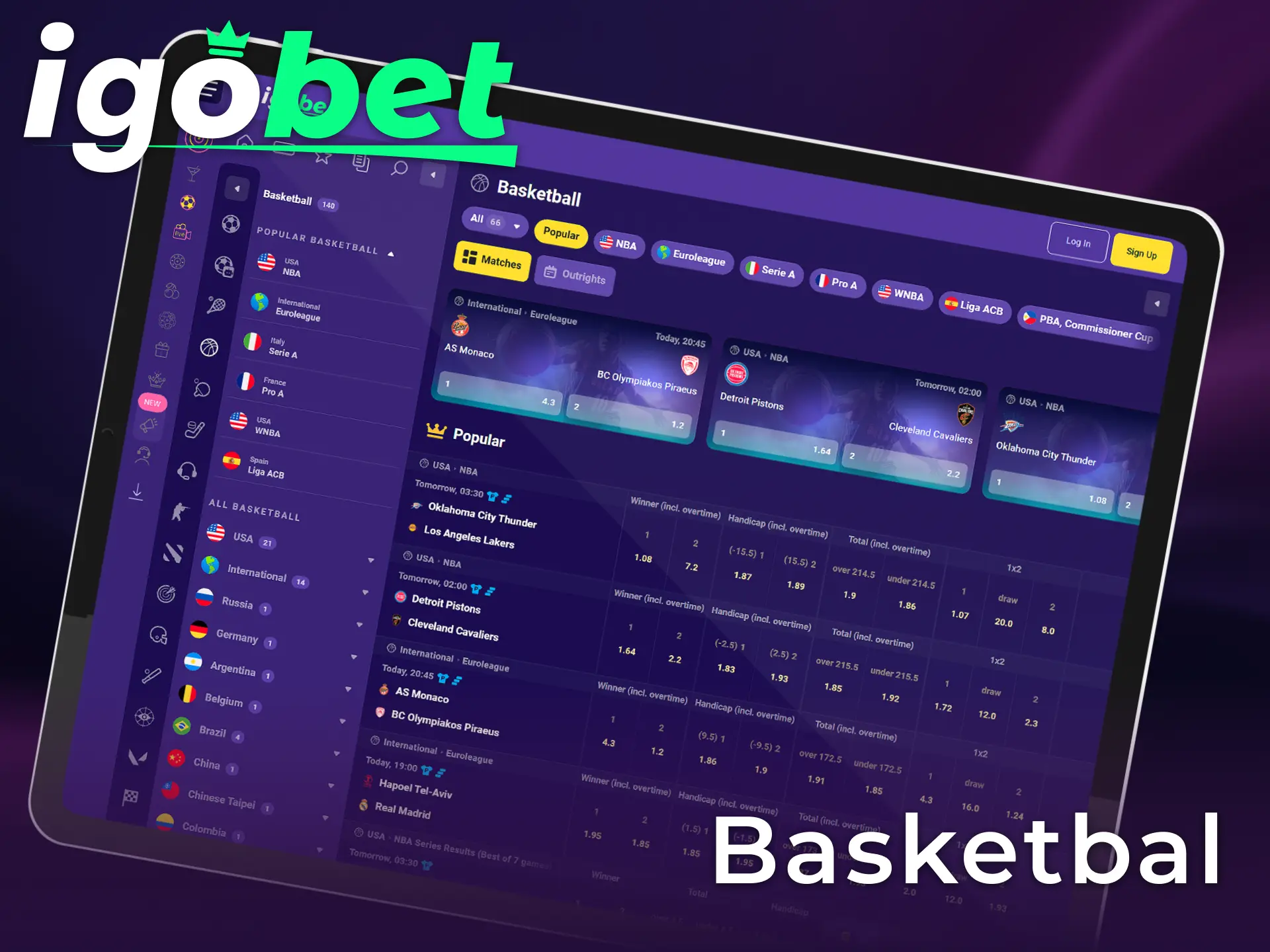 Voorspel de uitslag van Basketbal en win met sportweddenschappen bij Igobet.