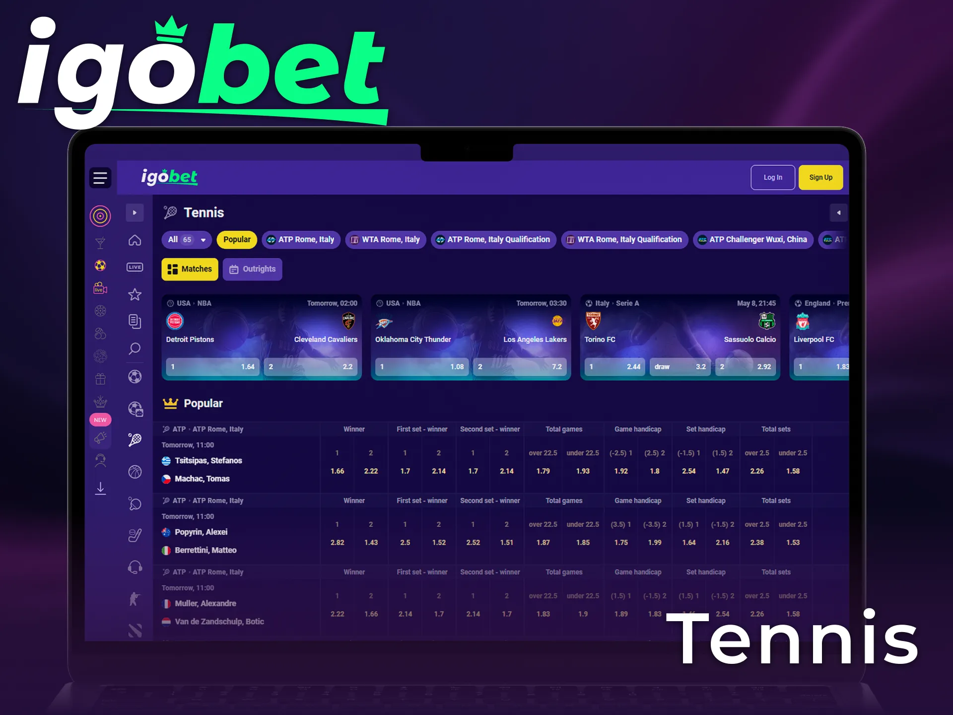 Wed op de spannendste Tennis wedstrijden via de sport sectie van Igobet.
