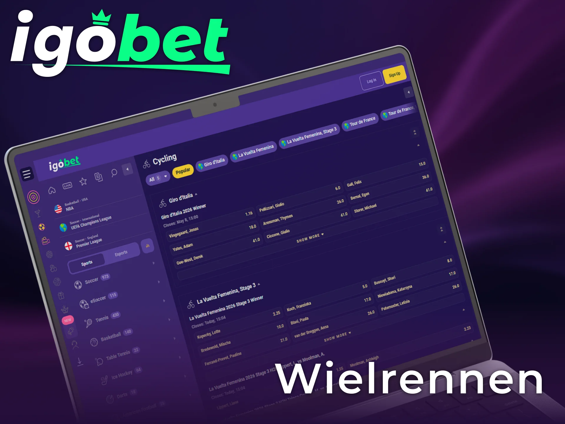 Volg het Wielrennen en plaats je sport inzetten bij Igobet.