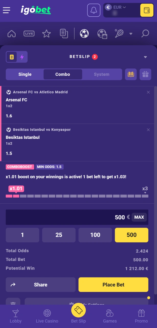 Plaats een weddenschap op jouw favoriete team via de Igobet voetbal interface.