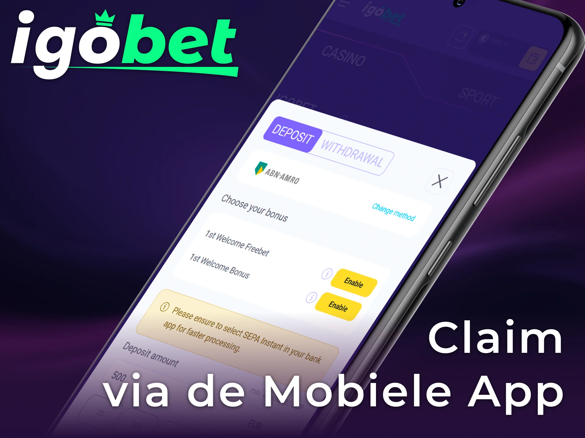 Claim je welkomstbonus via de Igobet mobiele app en begin direct met winnen.