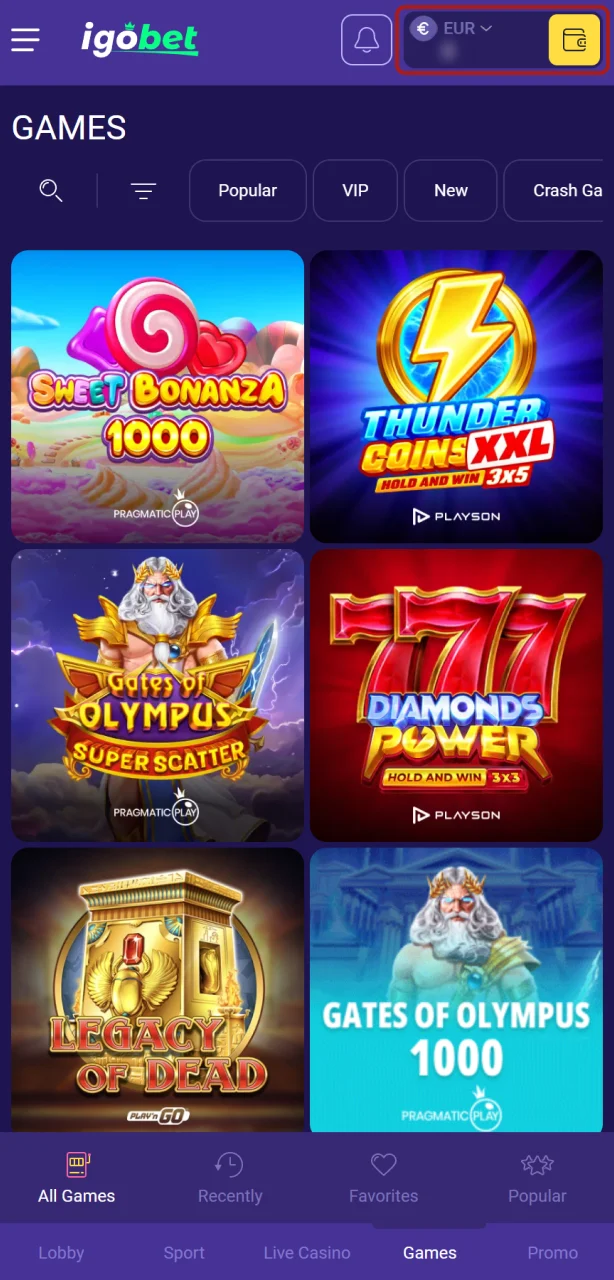 Ga naar de kassapagina om je eerste stap naar de Igobet welkomstbonus te zetten.